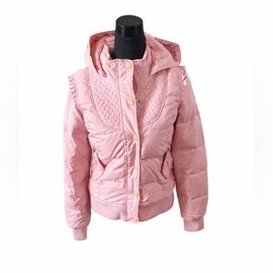 Juicy Couture Girls Pink Hooded Puffer Jacket Quilted Coat Size 14